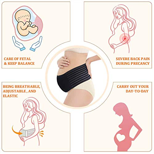 AIWITHPM Cinturón Apoyo Embarazada, Maternidad Faja, Premamá Banda - Aliviar el Dolor de Espalda, Ajustable Negro