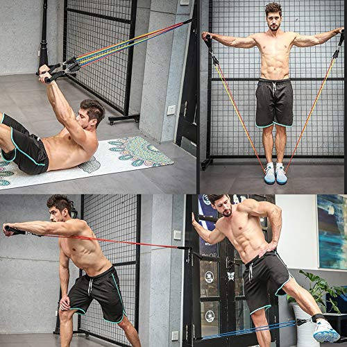 AIXMEET Bandas Elásticas, 11 Piezas Bandas de Fitness Musculacion, Resistencia al Ejercicio Tubos de Entrenamiento para Deportes Interiores o Exteriores, Fitness, Fuerza, Gimnasio en Casa o Yoga