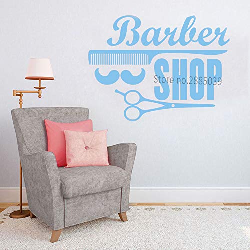 Ajcwhml Corte de Pelo Vinilo Aplique Etiqueta de la Pared Peluquería Logo Mural Decoración de la Ventana Calcomanía Impermeable Nuevo M 74cm x 56cm