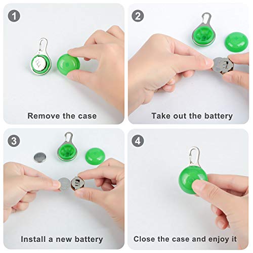 AJOXEL 6 PCS Luz para Perros LED con Collar Perro, Collar de Perro con Luz LED Collar de Seguridad LED para Perros, 3 Modos Intermitente Luces Batería Incluida con 6 Pilas de Repuesto