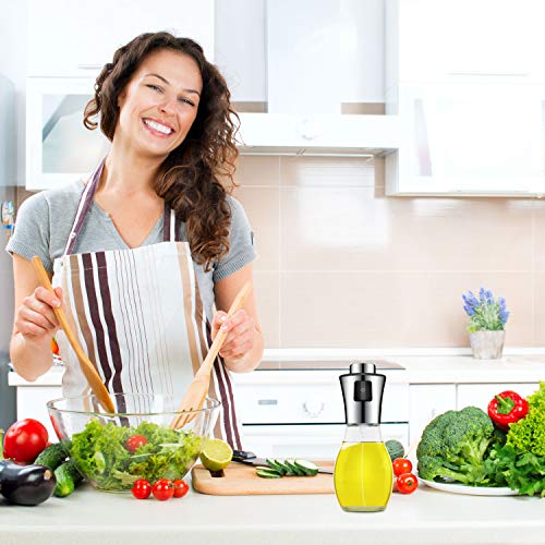 AJOXEL Pulverizador Aceite Dispensador de Aceite, Aceitera Spray Oil Sprayer 200 ml Vinagre/Aceite de Oliva con Embudo Acero Inoxidable Botella de Vidrio para Cocinar más Sano, Ensalada,Plancha