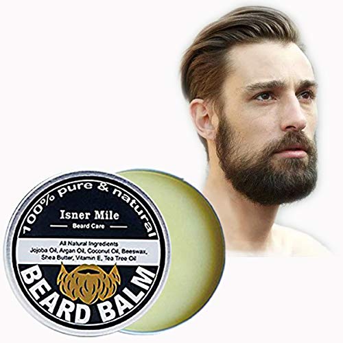 AJUMKER Bálsamo de Barba Natural Cuidado Bálsamo de Cera Hombres Barba Fortalecer Cuidado Estilo Jojoba Aceite de Árbol de Té Vitamina E Hidratante Barba Suave Nutritiva