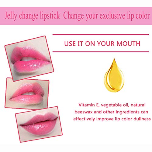 AJUMKER Bálsamo labial natural Jelly que cambia de color Lápiz labial Tentación hidratante natural Bálsamo labial de flores secas Reparación antiarrugas Bálsamo labial de invierno femenino Rosa claro