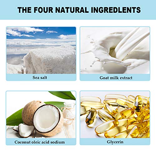 AJUMKER Jabón de sal marina Cuidado de la piel Jabón hecho a mano Leche de cabra Limpiador facial Reparación de espinillas Eliminación de poros Tratamiento del acné Hidratante Cuidado de la cara