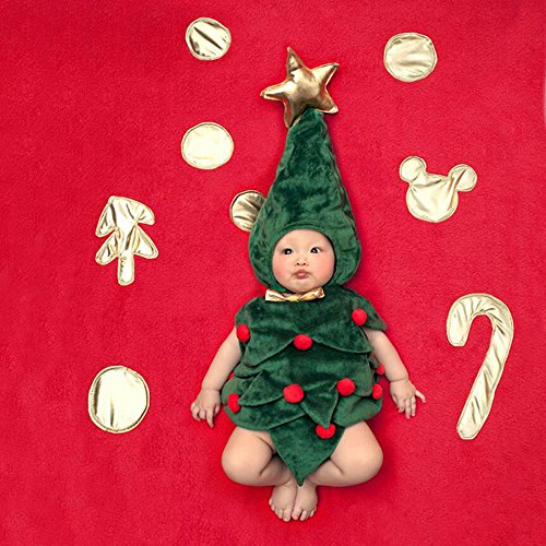 AKAAYUKO Bebé Recién Nacido Hecho A Mano Crochet Foto Fotografía Prop Disfraz (Árbol de Navidad)