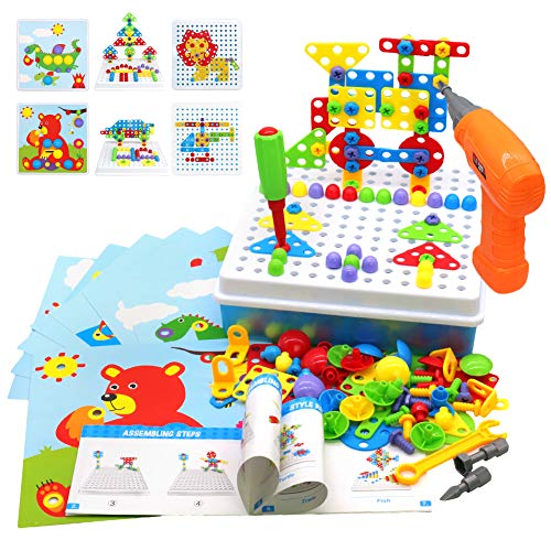 Akokie Juguetes Montessori Puzzles Rompecabezas Bloques Construccion Niños con Taladros Juegos Educativos Regalos Juguetes para Niños 3 4 5 6 7 años 223 Pcs
