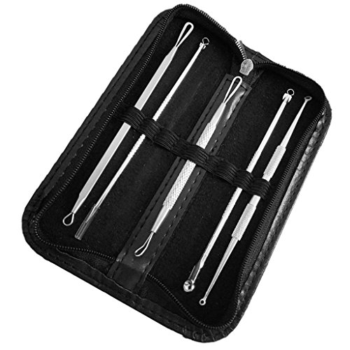 AKORD - Juego de 5 herramientas de extracción de espinillas de acné y extractor de espinillas de acero inoxidable