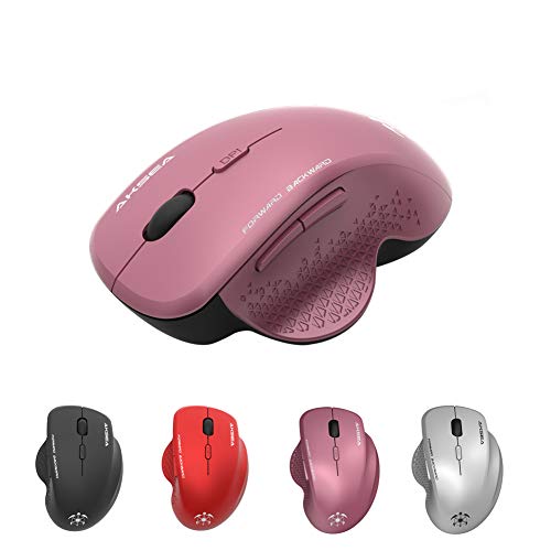 AKSEA Ratón Inalámbrico, Ergonómico para Mouse, 2.4 GHz con Mini Receptor USB, Wireless, 6 Botones, 1600DPI, Silencioso, 3 dpi Adjustables PC/Mac/Portátil (Púrpura)