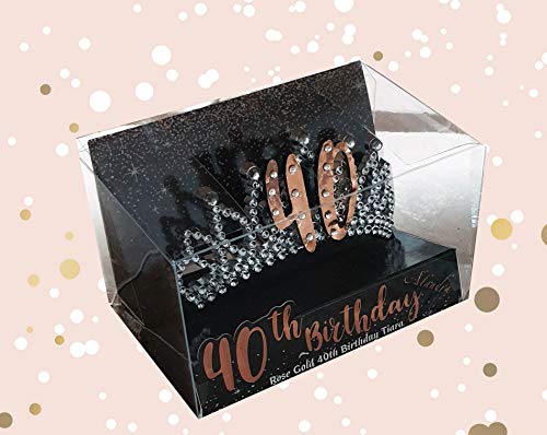 Alandra Birthdays TIARA-40 - Tiara para 40 cumpleaños (oro rosa), color crema y plata rosa, talla única