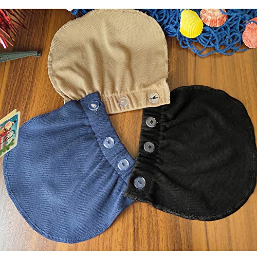 Alargador de Cintura para Embarazadas. Adapta tu Ropa de Siempre a Ropa para Embarazo y Premama Extensión de Cintura Ajustable para Mujeres Embarazadas, 3 Piezas (Negro, Azul y Caqui)