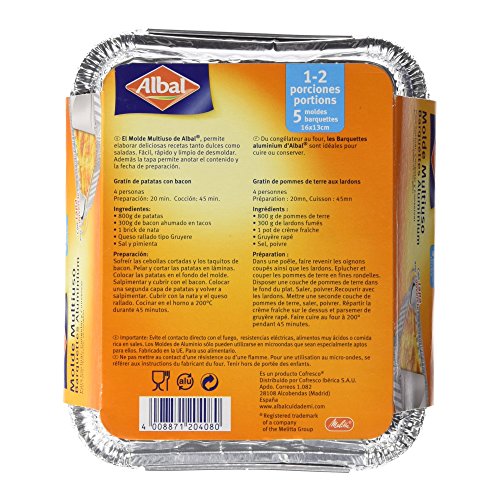 ALBAL - Molde Aluminio Multiuso - 16 x 13cm - 5 moldes