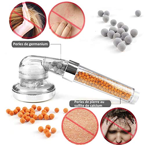 Alcachofa de Ducha, ASUII Cabezal de Ducha, Filtro de Ahorro de Agua a Alta Presión Con Función de Filtro Portátil de Tres Capas, Ducha Móvil, 2 Juegos de Accesorios, 3 Modos de Presión Ajustable