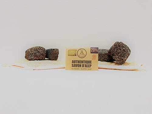 ALEPEO | Jabón de Alepo | Jabón natural con 20% de aceite de laurel para el cuerpo y el cabello | 100% Vegano, hecho a mano, sin aceite de palma, sin plástico | ECOCERT COSMOS NATURAL
