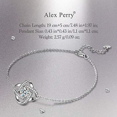 Alex Perry Regalos para Ella Regalos para Mujeres Pulseras de Plata para Mujeres, Oro Blanco Pulseras de la Amistad Pulseras para Niñas Regalos para Mamá Novia Joyas para Mujeres Caja de Joyería