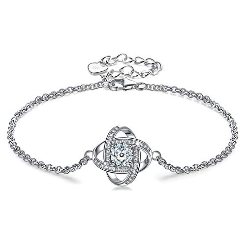 Alex Perry Regalos para Ella Regalos para Mujeres Pulseras de Plata para Mujeres, Oro Blanco Pulseras de la Amistad Pulseras para Niñas Regalos para Mamá Novia Joyas para Mujeres Caja de Joyería