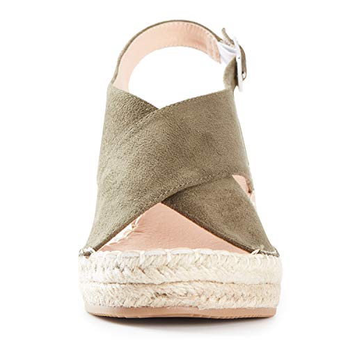 Alexis Leroy Peep Toe Correas Cruzadas Slingback Alpargatas Plataforma Sandalias de Cuña para Mujer Verde 41 EU