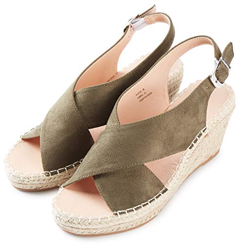 Alexis Leroy Peep Toe Correas Cruzadas Slingback Alpargatas Plataforma Sandalias de Cuña para Mujer Verde 41 EU