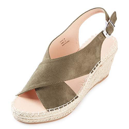 Alexis Leroy Peep Toe Correas Cruzadas Slingback Alpargatas Plataforma Sandalias de Cuña para Mujer Verde 41 EU
