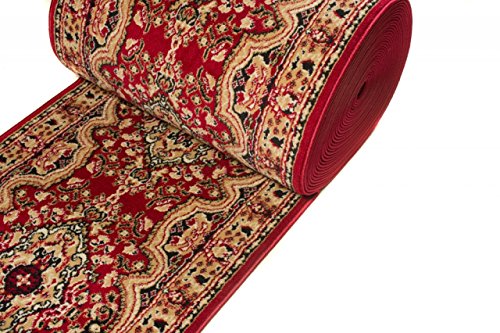 Alfombra De Pasillo Tradicional - Color Rojo De Diseño Oriental - Mejor Calidad - Diferentes Dimensiones S-XXXL 90 x 150 cm