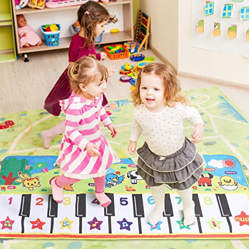 Alfombra de Piano, Alfombra Musical de Teclado, Alfombra Piano de Animales para Niños Niñas, Alfombrilla Musical Estera deTeclado Táctil para Niños(110 * 36 cm)
