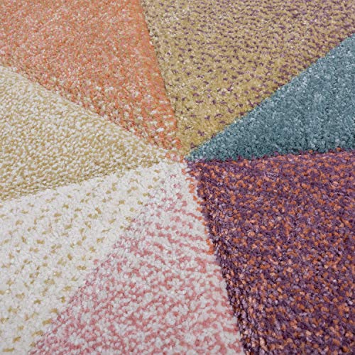 Alfombra Pelo Corto Tendencia Pastel Diseño Geométrico Inspiración Multicolor, tamaño:120x170 cm