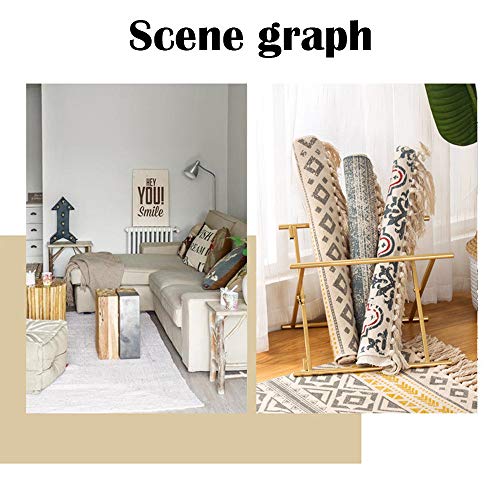 Alfombra Tejida a Mano con Borlas, Morbuy Algodón y Lino Estampadas Esterilla Lavable, Decorativo Manta Té Cuarto de Estar Alfombra Mesita Área de Alfombra (60x150cm,Ginkgo biloba)