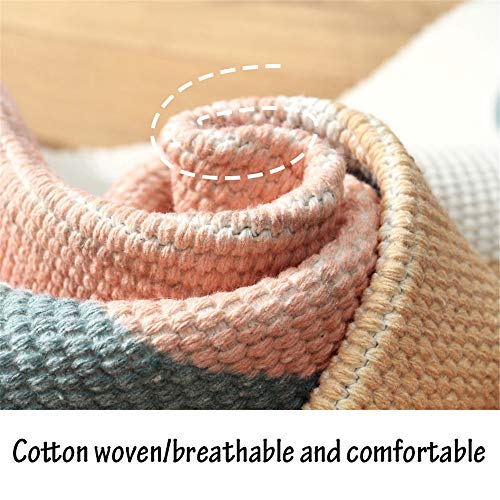 Alfombra Tejida a Mano con Borlas, Morbuy Algodón y Lino Estampadas Esterilla Lavable, Decorativo Manta Té Cuarto de Estar Alfombra Mesita Área de Alfombra (60x150cm,Ginkgo biloba)