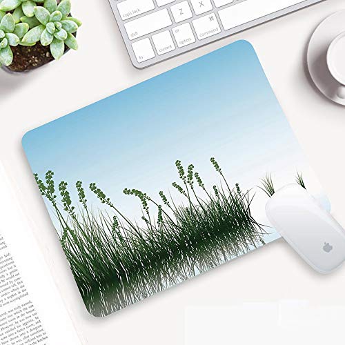 Alfombrilla Ratón 320x250 mm,Paisaje, paisaje de una hierba de arbustos de lago con reflejo Floral Ar,Antideslizante e Alfombrilla goma Impermeable Ideal para Portátil, Teclado, Gaming Hogar y Oficina