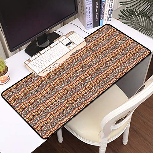 Alfombrilla Raton Grande Gaming Mouse Pad,Conjunto nativo americano, étnico colorido Chevron Zig Zag Maya Pattern, amarillo blan,Lavable, Antideslizante Diseñada para Gamers, Trabajo de Oficina