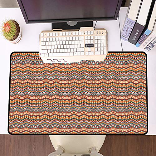Alfombrilla Raton Grande Gaming Mouse Pad,Conjunto nativo americano, étnico colorido Chevron Zig Zag Maya Pattern, amarillo blan,Lavable, Antideslizante Diseñada para Gamers, Trabajo de Oficina