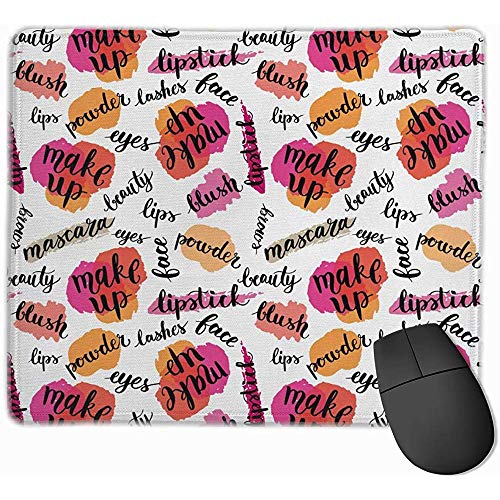 Alfombrillas de ratón Personalizadas Elementos de Maquillaje de Mujer Moderna con Bordes cosidos Base de Goma Antideslizante Alfombrilla de ratón para Juegos extendidos
