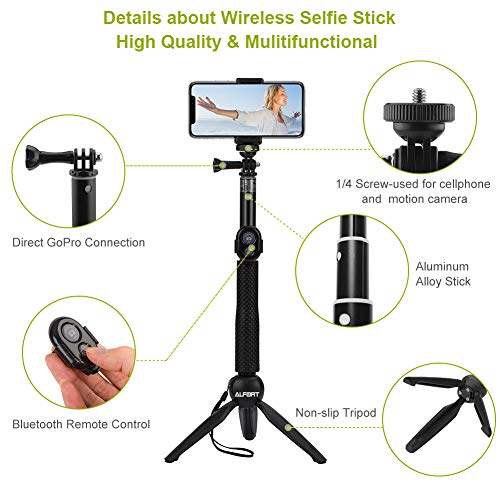 Alfort Palo Selfie, Selfie Stick Bluetooth Trípode Portátil con Control Remoto per iPhone 11 Pro/X/8/Samsung GALAXY S10/S9/Huawei P20/Mate 10 y Otros Teléfonos con Android/iOS (6.0'')