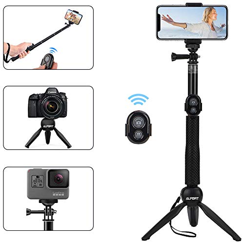 Alfort Palo Selfie, Selfie Stick Bluetooth Trípode Portátil con Control Remoto per iPhone 11 Pro/X/8/Samsung GALAXY S10/S9/Huawei P20/Mate 10 y Otros Teléfonos con Android/iOS (6.0'')