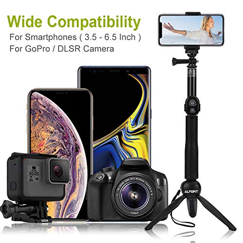 Alfort Palo Selfie, Selfie Stick Bluetooth Trípode Portátil con Control Remoto per iPhone 11 Pro/X/8/Samsung GALAXY S10/S9/Huawei P20/Mate 10 y Otros Teléfonos con Android/iOS (6.0'')