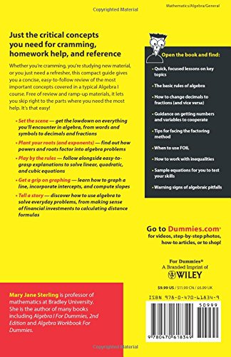Algebra I Essentials For Dummies (For Dummies Series)