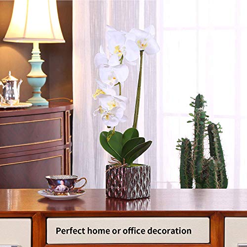Alicemall Flores Artificiales Flor Mariposa con Maceta Blanco Decoración Hogar Artificial Planta de Flor Orquídea Mariposa Blanco