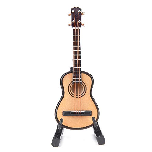 Alinory Hermosa Guitarra en Miniatura, Modelo de Guitarra, Mesa de Sala de música casera simulada para estantería(Wood Color 8cm)