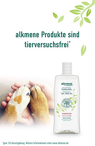 alkmene Enjuague bucal con aceite de árbol de té con protección 6 veces mayor - Protege contra la caries, los ácidos de azúcar, el sarro - Enjuague dental en paquete de 2 (2x 500 ml)