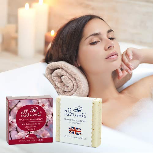 All Naturals, Jabón orgánico antibacteriano Almendras Avena para piel sensible y seca, 100g