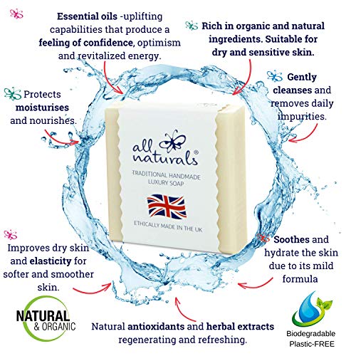 All Naturals, Jabón orgánico antibacteriano Almendras Avena para piel sensible y seca, 100g