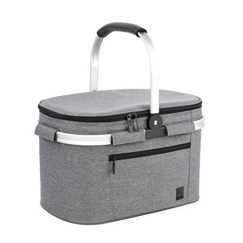 ALLCAMP Bolsa Refrigeradora Aislada Grande de 22L Cesta Picnic Familia aislada Cesta de Picnic,Bolsa térmica Grande Negro