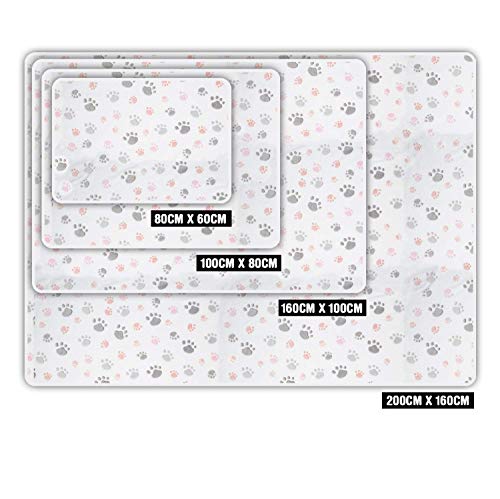 ALLISANDRO Manta para Perro con Huellas de Pata Manta Suave y cálida Pintada para Mascota Beige 80x60cm