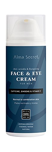 Alma Secret MEN Hidratante Facial & Contorno de Ojos con Cafeína, Ginseng & Vitamina C. SPF 20-50 ml
