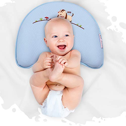 Almohada Bebe Recien Nacido Antivuelco · Cojin Plagiocefalia 2 Fundas Lavables Incluidas · Almohada Bebe Cabeza Plana · Cuida la Cabeza y Columna de tu Bebe · Almohada Mimos Antiácaros, Antibacteria