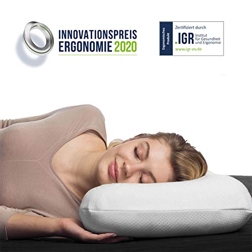 Almohada con Aloe Vera y Carbón de Bambú NuMOON | Almohada Cervical de Espuma Viscoelástica | Ergonómica e Hipoalergénica | Ideal para Dormir en Cualquier Posición | Funda Extra Gratuita