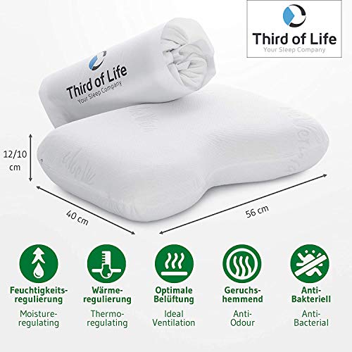 Almohada con Aloe Vera y Carbón de Bambú NuMOON | Almohada Cervical de Espuma Viscoelástica | Ergonómica e Hipoalergénica | Ideal para Dormir en Cualquier Posición | Funda Extra Gratuita