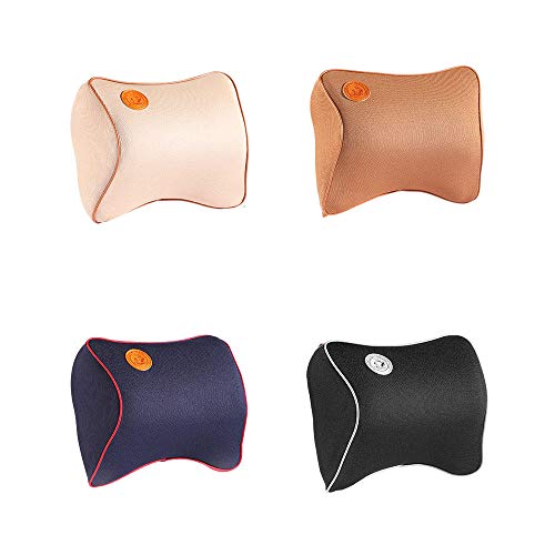 Almohada de coche de látex reposacabezas de coche cabeza y cuello apoyo cojín conducción/viaje/hogar/oficina silla, Negro (Negro) - 9869702776351