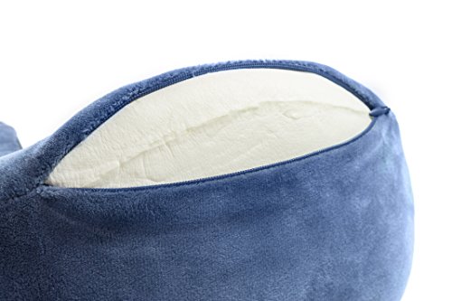 Almohada de Viaje Cervical Viscoelástica con Funda - Kit con Antifaz y Tapones para Dormir - Cojín Cuello para Avión y Coche
