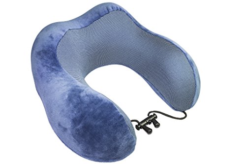 Almohada de Viaje Cervical Viscoelástica con Funda - Kit con Antifaz y Tapones para Dormir - Cojín Cuello para Avión y Coche