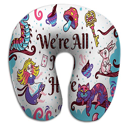 Almohada en Forma de U Viajes, Oficina y Escuela, impresión de la Siesta, Personajes, Alicia en el país de Las Maravillas, Todo Loco aquí, Arte, diversión, caprichoso, Lindo, Genial